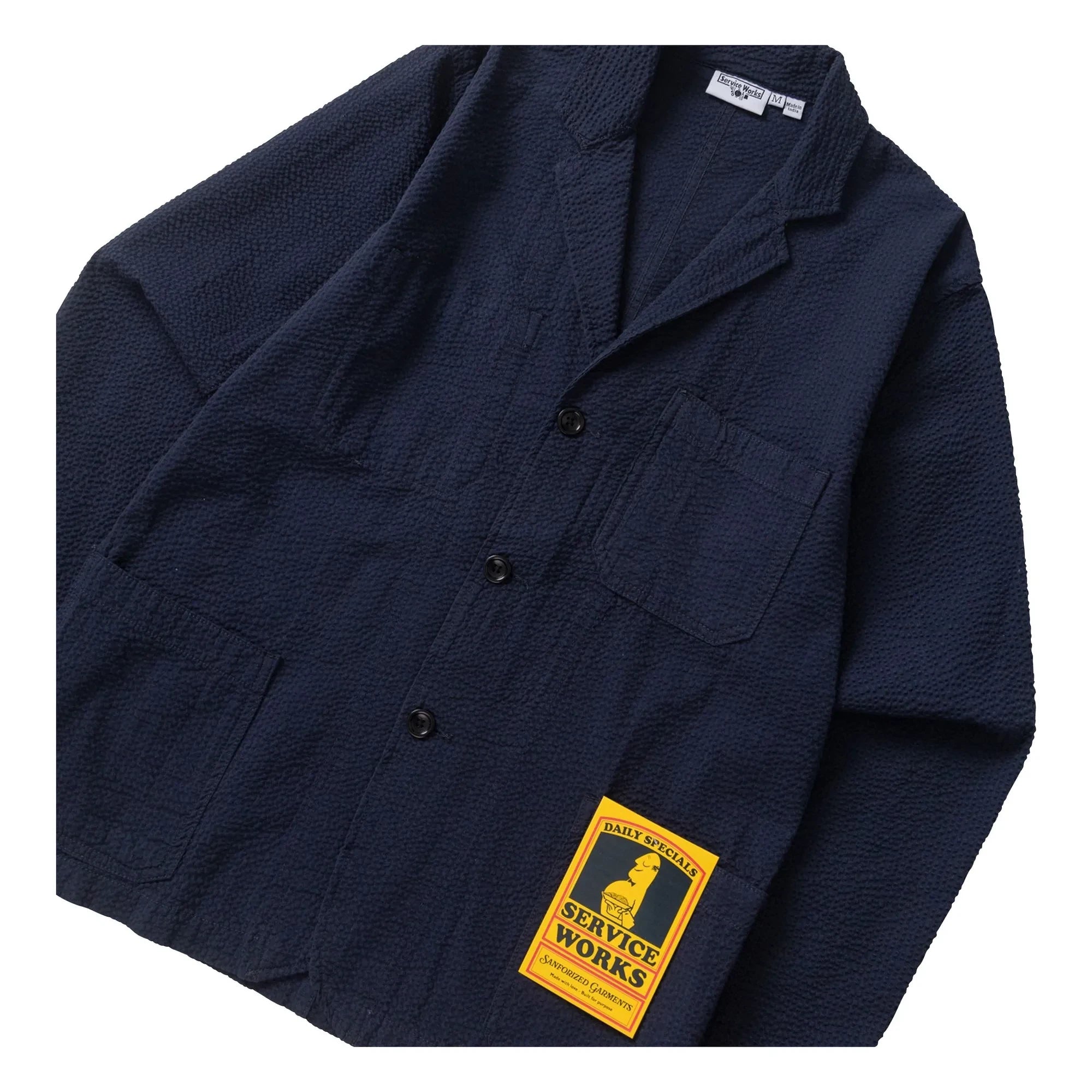 Service Works - Chaqueta de servidor de seersucker | Azul marino
