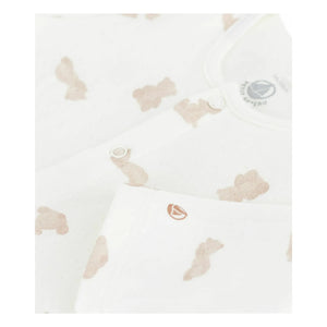 Petit Bateau - Dors Bien Oursons Bio-Baumwoll-Schlafanzug | Weiß