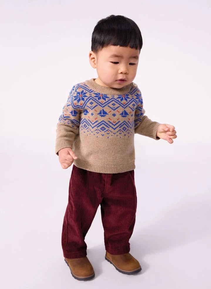 Petit Bateau - سروال طفل من قطن فوال عضوي | بوردو