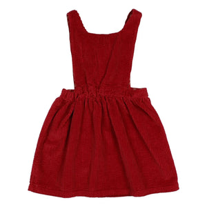 Búho - Vestido abotonado de terciopelo | Rojo cereza