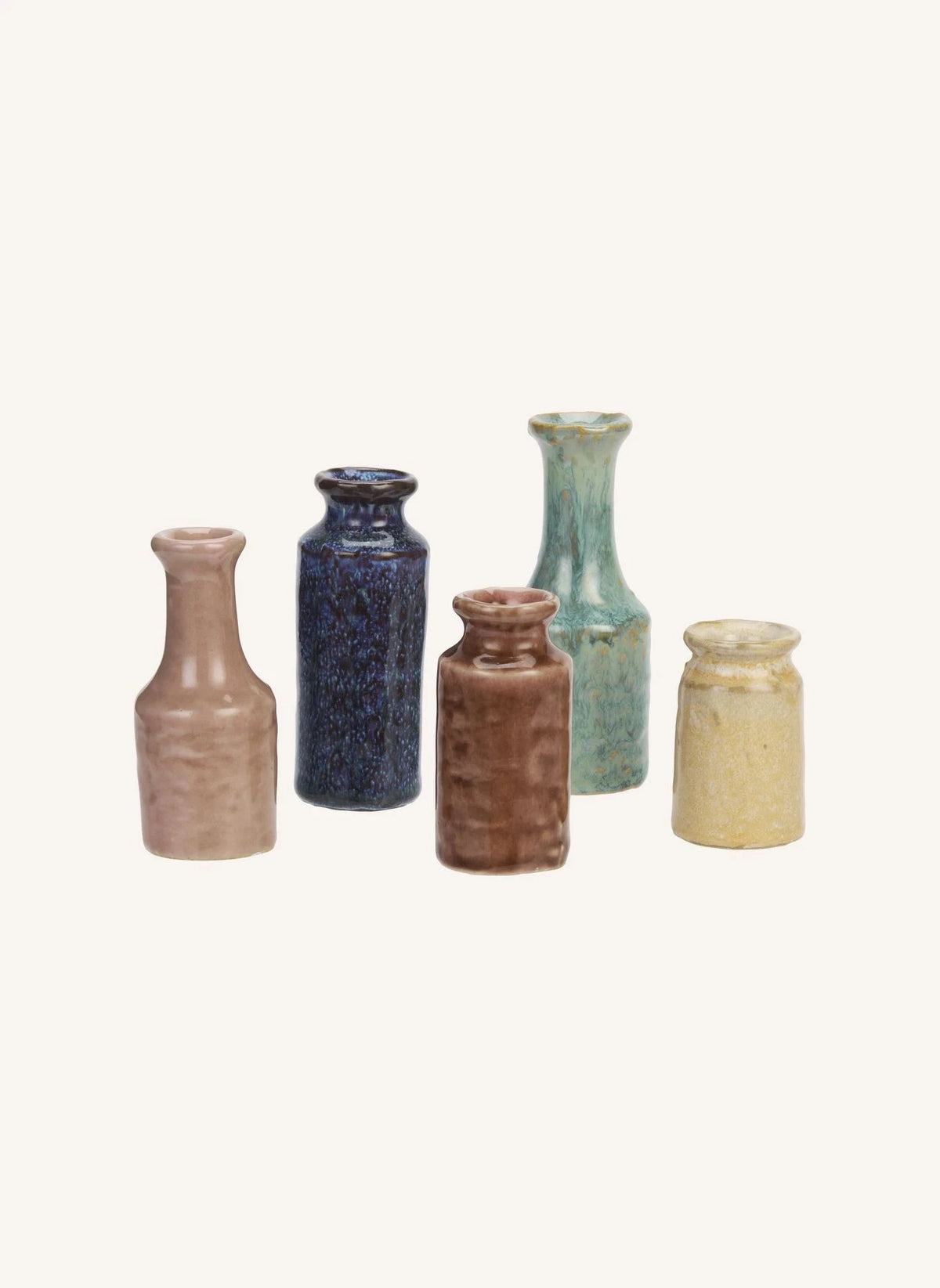 Madam Stoltz - Mini Stoneware Vazolardan Oluşan 5'li Set