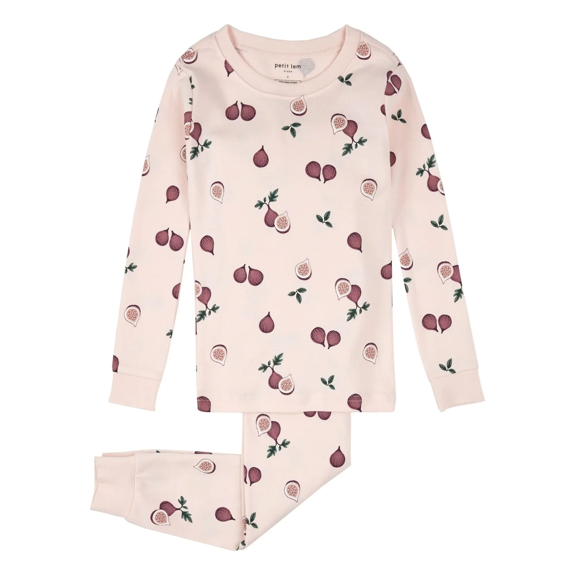 Petit Lem - İncirli Organik Pamuk Pijama | Soluk Pembe