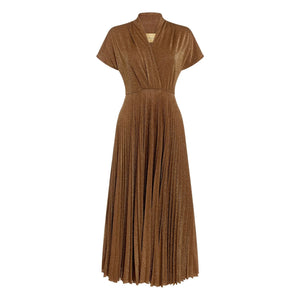Momoni - Metallic Derby-Kleid | Tabak