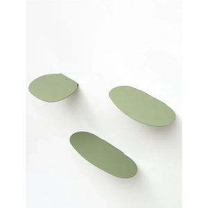 Moustache - Isola Seramik Raf, Studio Brichetziegler - 3'lü Set | Zeytin yeşili