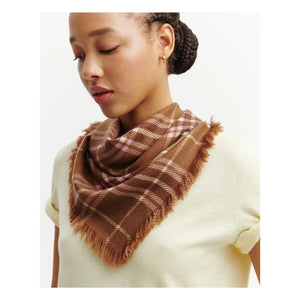 Bompard - Mini Checkered Tartan Cashmere Scarf | Brown