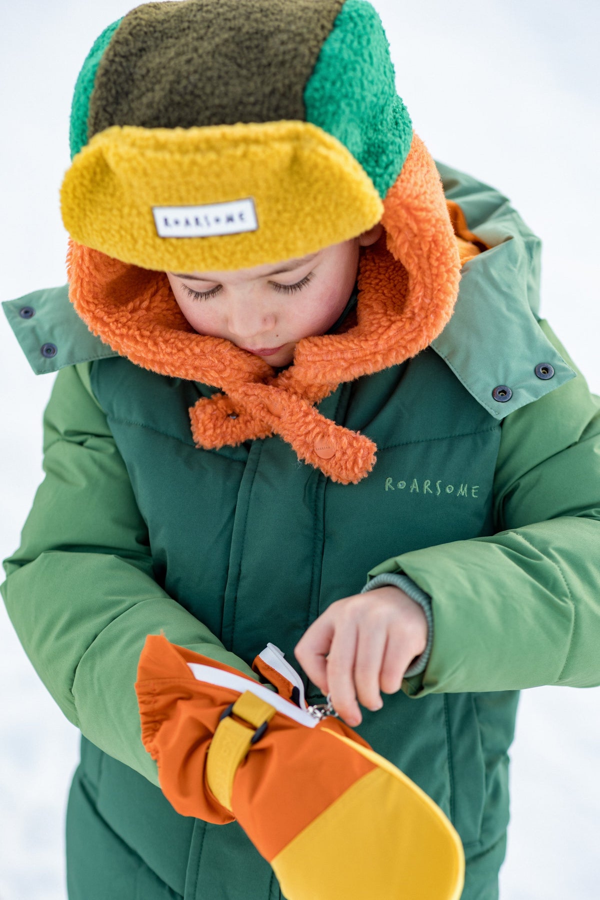 Roarsome - Kinder-Wintermütze - Grün/Orange