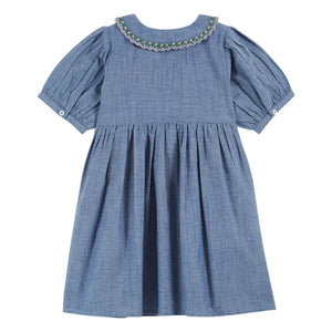 Emile et Ida - Smock-Kleid aus blauem Chambray