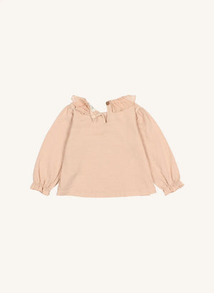Búho - Organik pamuklu fırfırlı tişört | Pembe