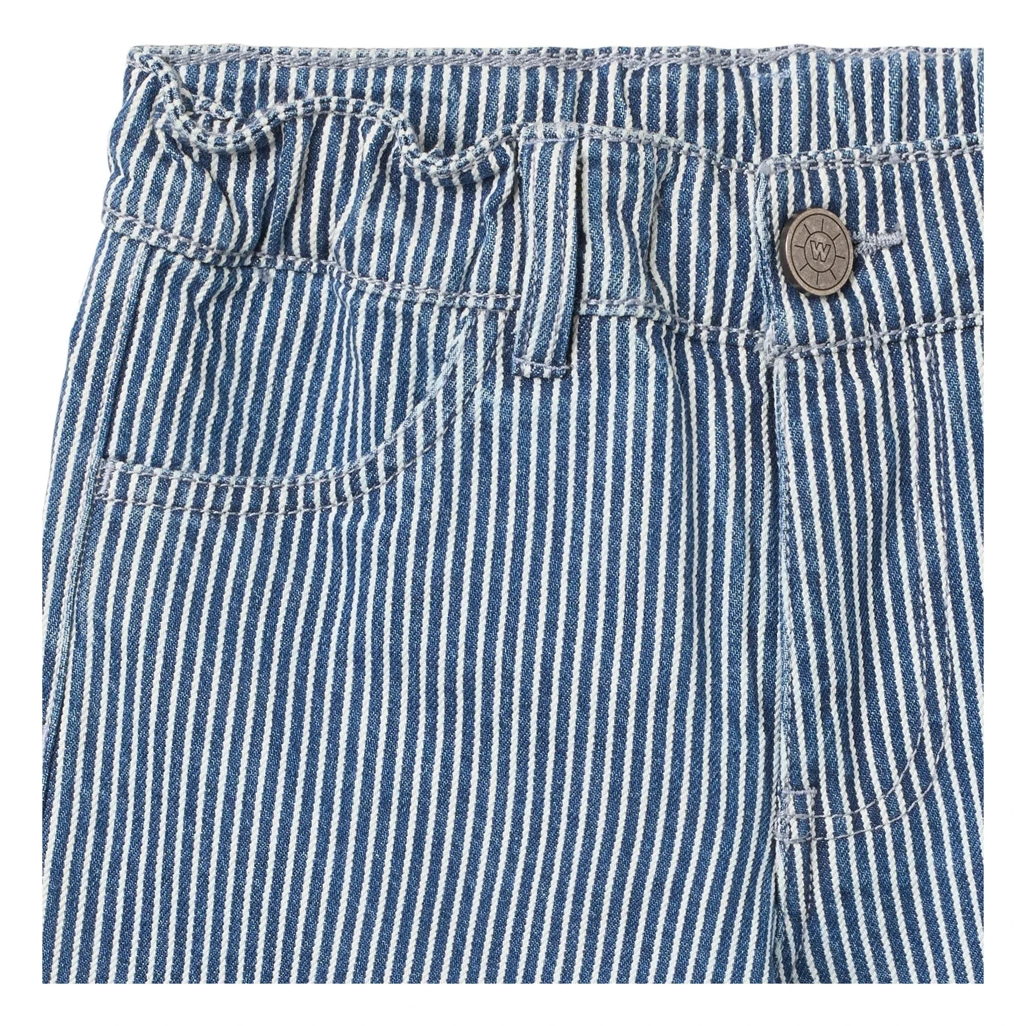 Wheat - Çizgili Christian Denim Bermuda Şort Organik Pamuk | Mavi