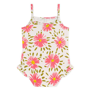 Petit Bateau - Çiçek Desenli Bebek Mayosu | Beyaz