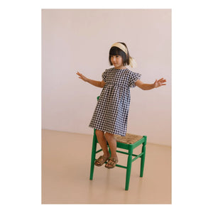 Studio Bohème - Cousine Vichy Bio-Baumwoll-Musselin-Kleid | Schwarz
