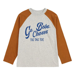 Bobo Choses - Renk bloklu T-shirt Bobo Choses Organik Pamuk | Kırçıllı gri