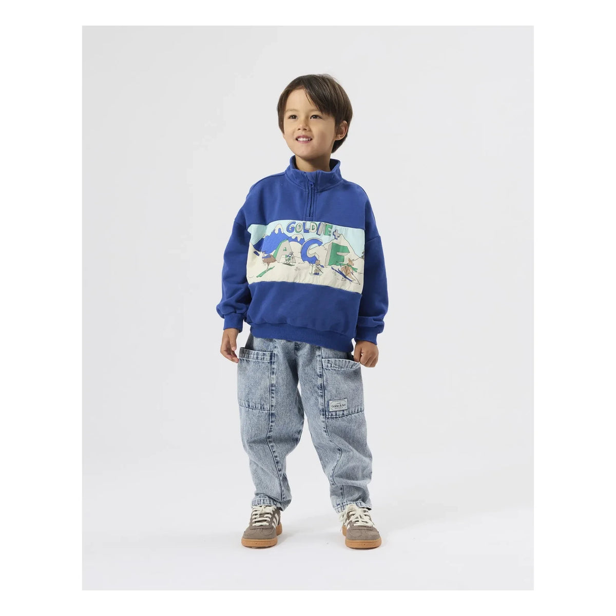 Goldie + Ace - Dağ Fermuarlı Sweatshirt | Mavi