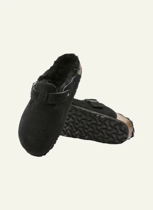 BIRKENSTOCK - Παντόφλες Boston με επένδυση από δέρμα προβάτου - Συλλογή ενηλίκων | Μαύρο