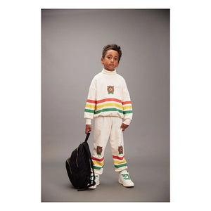 Mini Rodini - Gestreiftes Bären-Sweatshirt Bio-Baumwolle | Ecru