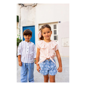 Louis Louise - Shorts vaqueros Andrea con flores | Azul claro