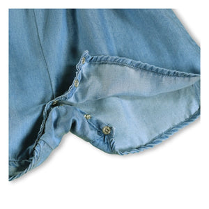 Molo - Fernanda Jeans-Strampler mit Rüschen | Blau