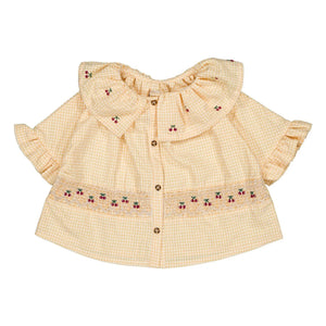 Loir - Hortense Vichy Cherry Blouse Organic Cotton | Yellow