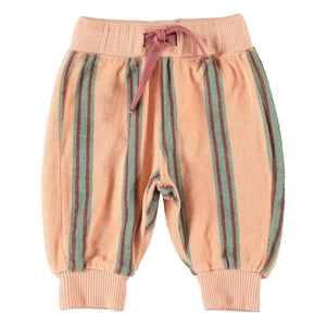 Piupiuchick - Organik pamuklu havlu kumaş çizgili jogger pantolon | Pembe