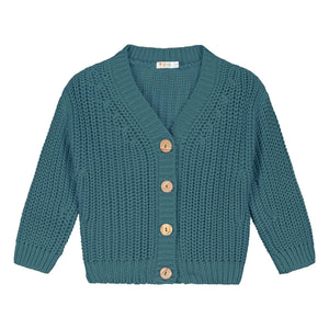 Yuki - Organik Pamuklu Kalın Hırka | Petrol Mavisi