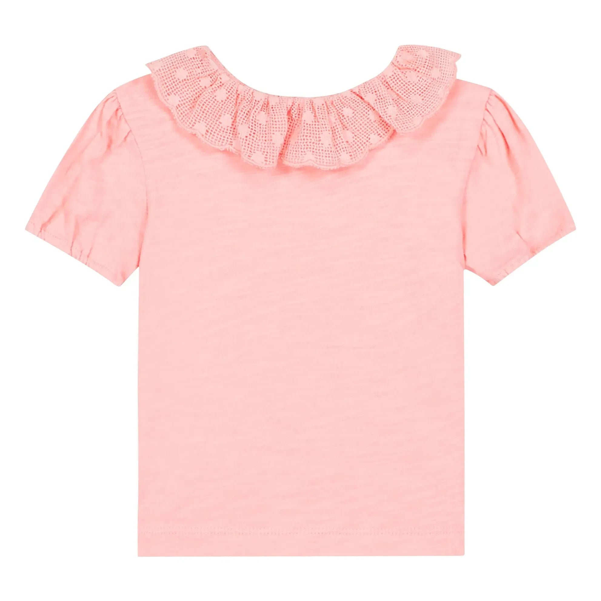 Bonton - Niris Bébé İşlemeli Yaka Tişört | Pudra pembe