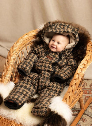 Töastie - Chaqueta Cloud Houndstooth Impermeable Hecha de Materiales Reciclados | Marrón