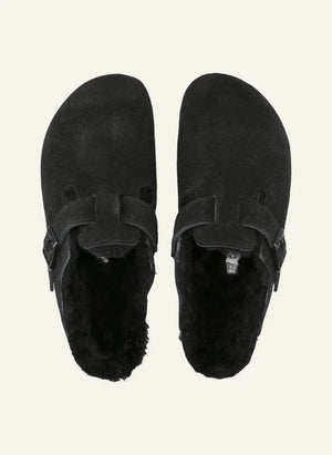 BIRKENSTOCK - Παντόφλες Boston με επένδυση από δέρμα προβάτου - Συλλογή ενηλίκων | Μαύρο