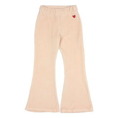 Búho - Leggings acampanados de algodón orgánico con detalle de corazón de terciopelo | Rosa claro