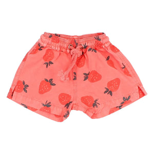 Búho - Erdbeere Bio-Baumwoll-Baby-Badeshorts | Hellrot