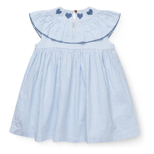 Copenhagen Colors - Striped Seersucker Organic Cotton Dress | Light Blue