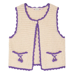 Bonpoint - Laila Cerises Ärmellose Strickjacke | Ecru