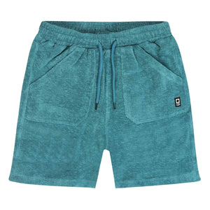 Tumble N'Dry - Kurzes Strand-Port Fouta Bio-Baumwolle | Pfauenblau