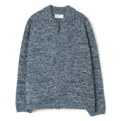 Universal Works - Woll-Strickjacke mit Reißverschluss | Graublau