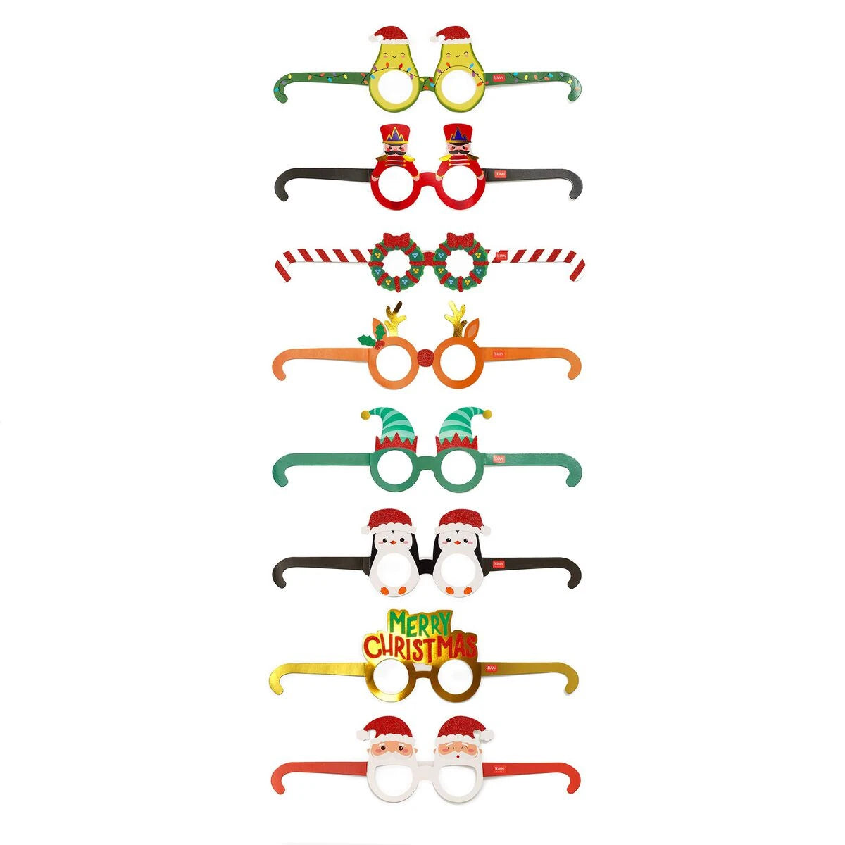 Legami - Set of 8 Christmas Paper Eyeglasses