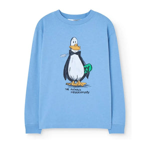 The Animals Observatory - Organic pamuklu Dog Penguin Tişört | Açık mavi