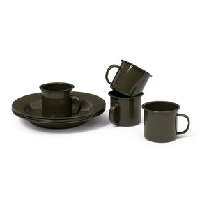 Ferm Living - Yard Enamel Tableware Set - 8 Pieces | Olive Green
