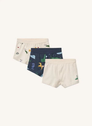 Liewood - Set of 3 Marvin Dinosaurs Organic Cotton Boxer Briefs | Beige