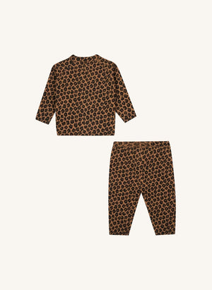 Bonton - Leoparden-Cardigan und Leggings-Set | Braun