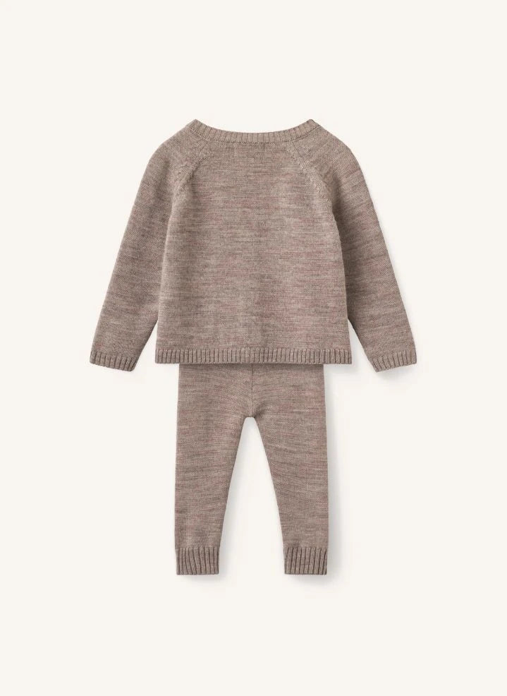 Copenhagen Colors - Cardigan- und Leggings-Set aus Merinowolle | Taupe Brown