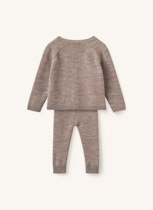 Copenhagen Colors - Merino Wool Cardigan and Leggings Set | Taupe Brown