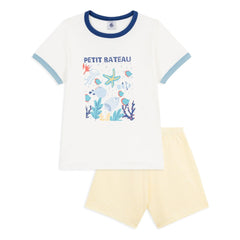 Petit Bateau - Ocean Organik Pamuklu Pijama Şort | Beyaz