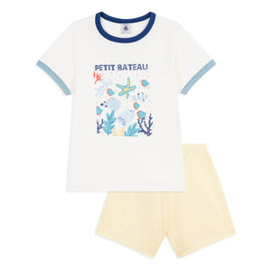 Petit Bateau - Ocean Organik Pamuklu Pijama Şort | Beyaz