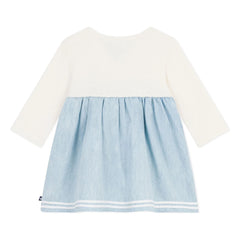 Petit Bateau - Chambray Kleid mit Raffung | Ecru
