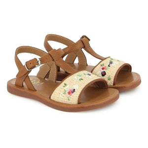 Pom d'Api - Sandalen Plagette Raphia Brod | Creme