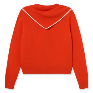 The Tiny Big Sister - Lara Scarf-Neck Wool Cardigan | Red