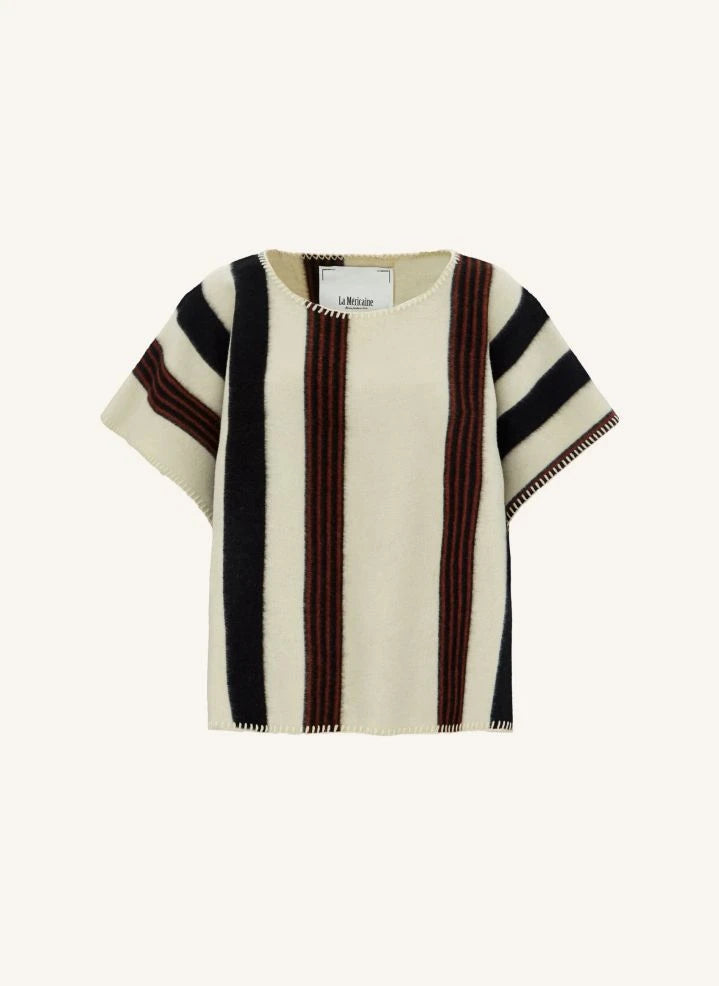 La Méricaine - Poncho lungo in lana riciclata Blackfeet | Ecru