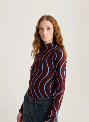 Bobo Choses - Top in cotone biologico a righe psichedeliche | Bordeaux