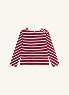 Petit Bateau - Organik Pamuklu Düğmeli Çan Marinière | Kırmızı