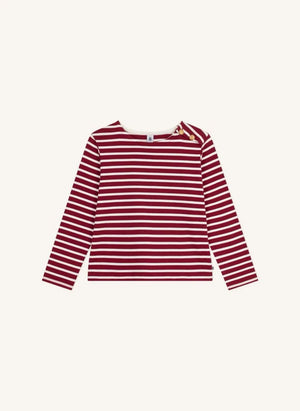 Petit Bateau - Organik Pamuklu Düğmeli Çan Marinière | Kırmızı