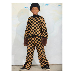 Mini Rodini - Damier organik pamuklu sweatshirt | Kahverengi